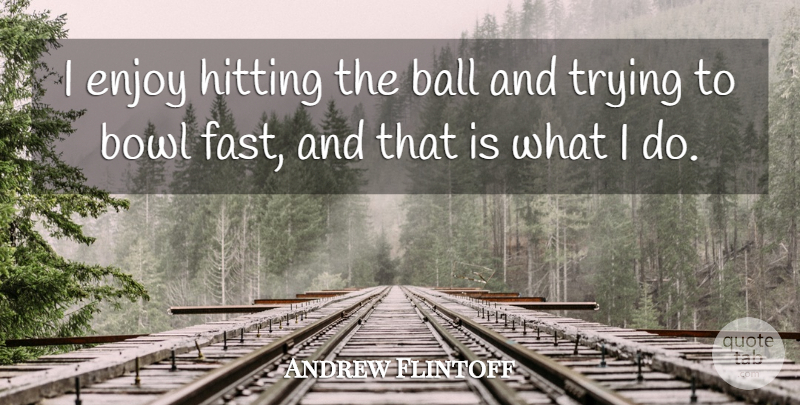 Andrew Flintoff Quote About Ball, Bowl, Enjoy, Hitting, Trying: I Enjoy Hitting The Ball...
