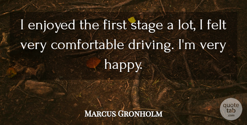 Marcus Gronholm Quote About Enjoyed, Felt, Stage: I Enjoyed The First Stage...