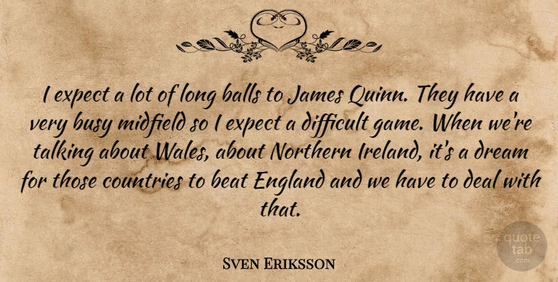 Sven Eriksson Quote About Balls, Beat, Busy, Countries, Deal: I Expect A Lot Of...