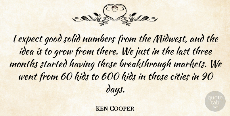 Ken Cooper Quote About Cities, Expect, Good, Grow, Kids: I Expect Good Solid Numbers...