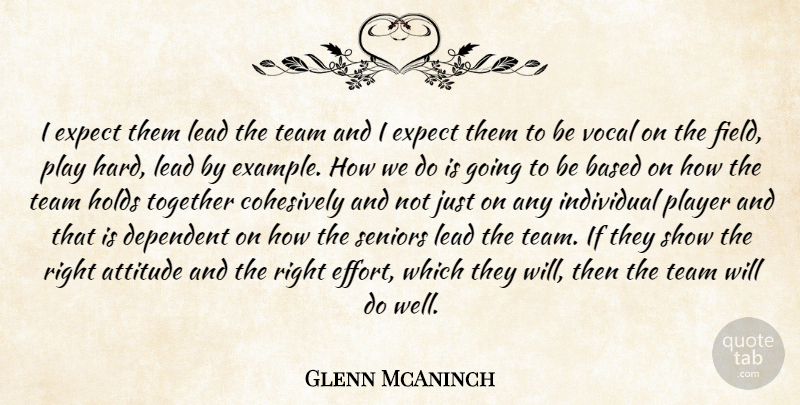 Glenn McAninch Quote About Attitude, Based, Dependent, Expect, Holds: I Expect Them Lead The...