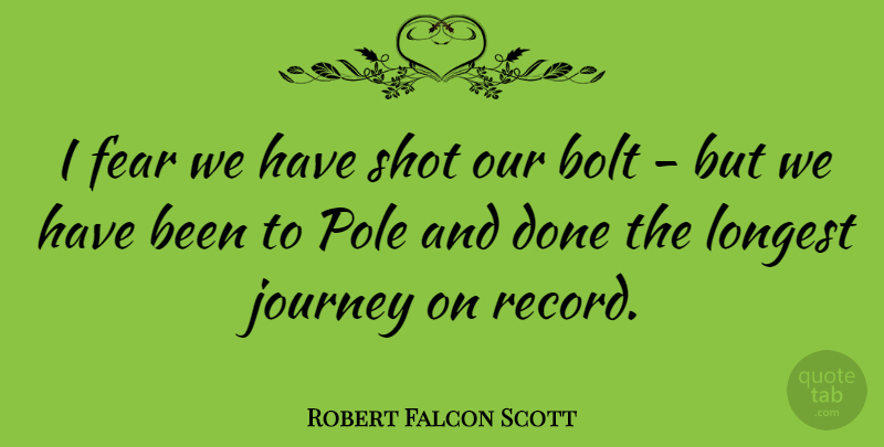 Robert Falcon Scott Quote About Journey, Done, Records: I Fear We Have Shot...