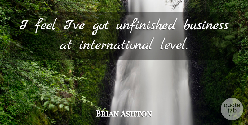 Brian Ashton Quote About Business, Unfinished: I Feel Ive Got Unfinished...