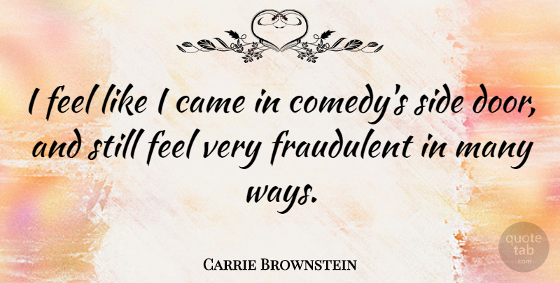 Carrie Brownstein Quote About Doors, Way, Sides: I Feel Like I Came...