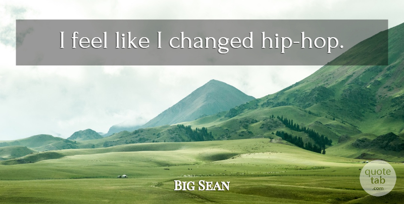 Big Sean Quote About Hip Hop, Hips, Hops: I Feel Like I Changed...