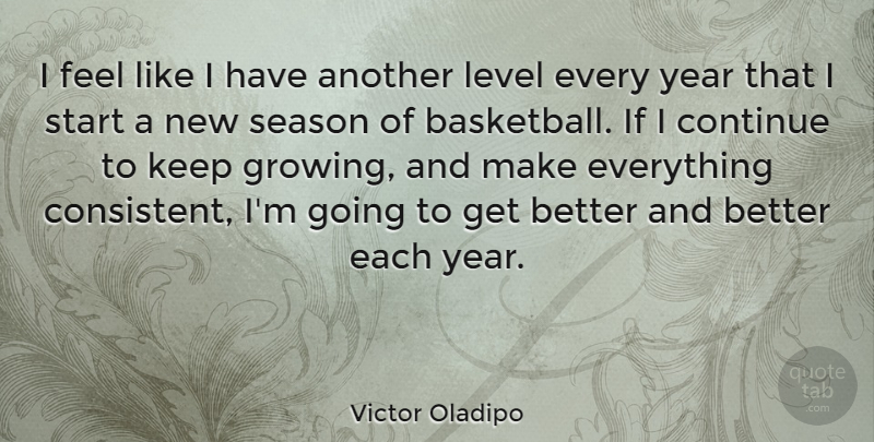 Victor Oladipo Quote About Continue, Level, Season, Year: I Feel Like I Have...