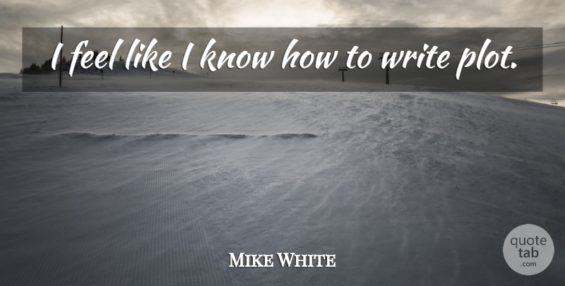 Mike White Quote About Writing, Plot, Feels: I Feel Like I Know...