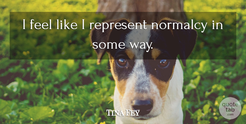 Tina Fey Quote About Way, Normalcy, Feels: I Feel Like I Represent...