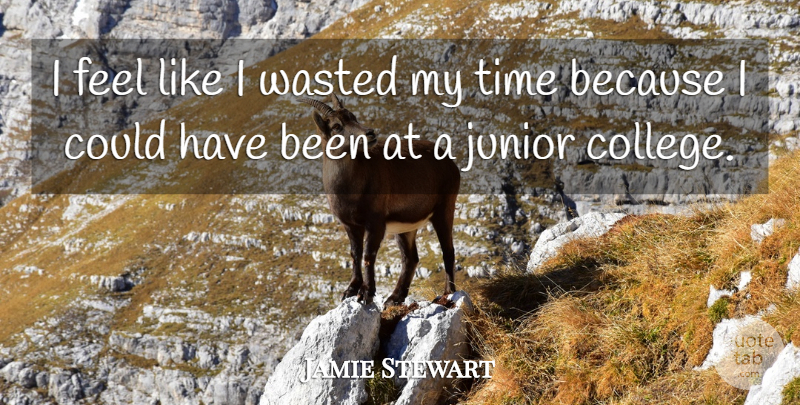 Jamie Stewart Quote About Junior, Time, Wasted: I Feel Like I Wasted...