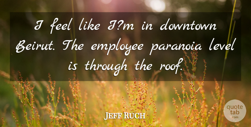 Jeff Ruch Quote About Downtown, Employee, Level, Paranoia: I Feel Like Im In...