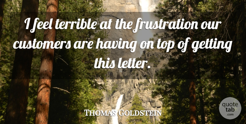 Thomas Goldstein Quote About Customers, Terrible, Top: I Feel Terrible At The...