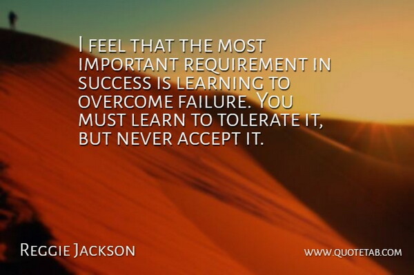 Reggie Jackson Quote About Adversity, Important, Requirements: I Feel That The Most...
