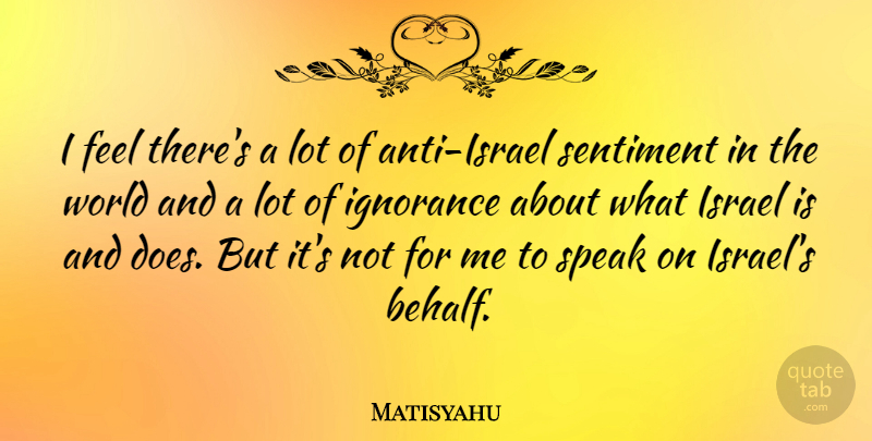 Matisyahu Quote About Sentiment: I Feel Theres A Lot...