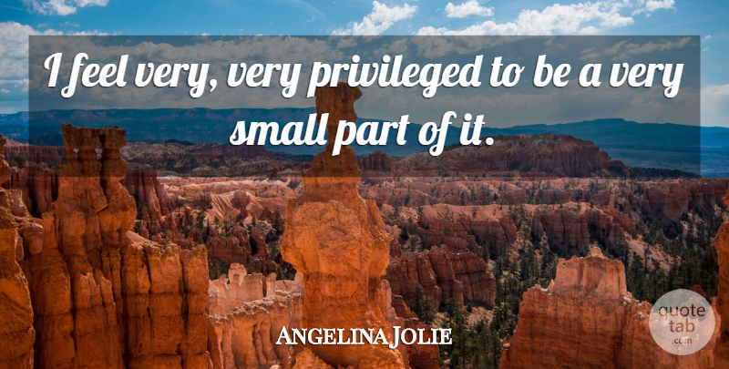 Angelina Jolie Quote About Privileged, Small: I Feel Very Very Privileged...