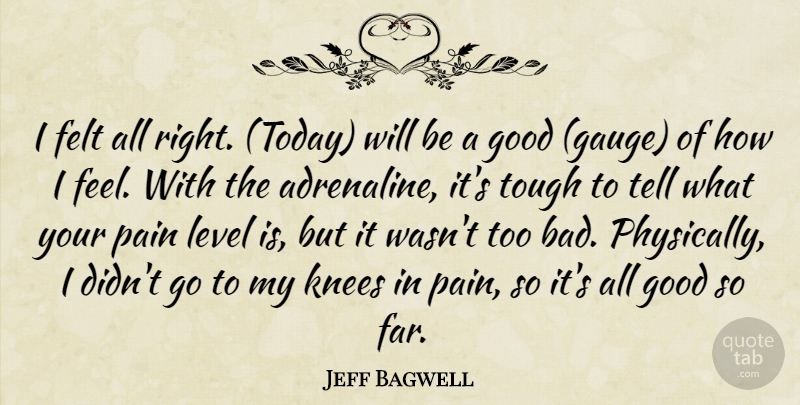 Jeff Bagwell Quote About Felt, Good, Knees, Level, Pain: I Felt All Right Today...