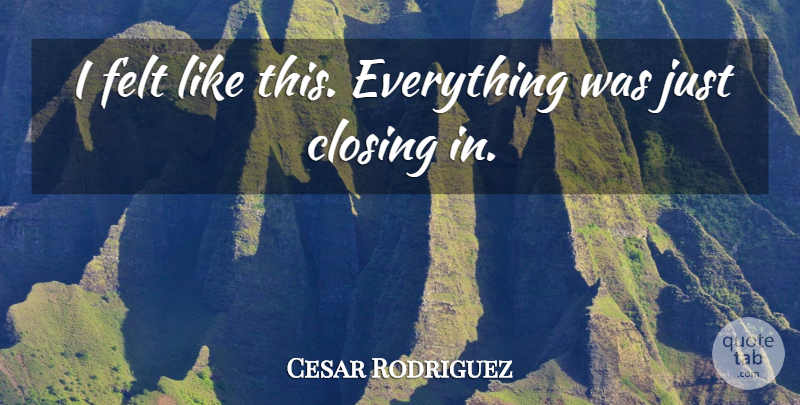 Cesar Rodriguez Quote About Closing, Felt: I Felt Like This Everything...