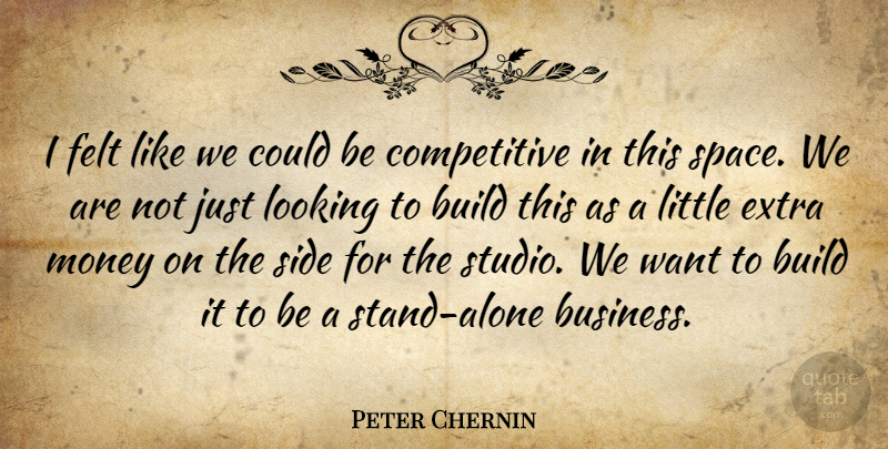 Peter Chernin Quote About Build, Extra, Felt, Looking, Money: I Felt Like We Could...