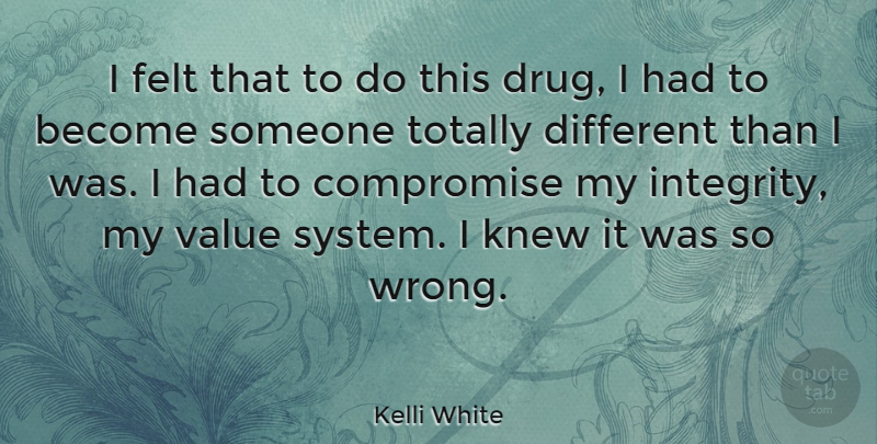Kelli White Quote About Integrity, Drug, Different: I Felt That To Do...