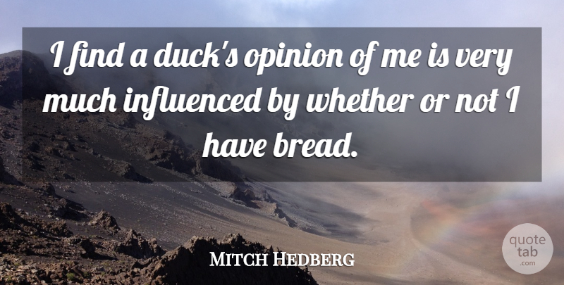 Mitch Hedberg Quote About Ducks, Bread, Opinion: I Find A Ducks Opinion...