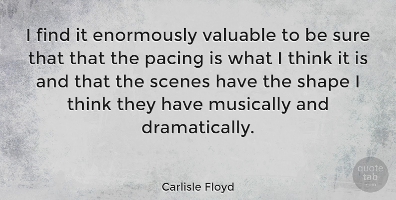 Carlisle Floyd Quote About Thinking, Shapes, Scene: I Find It Enormously Valuable...