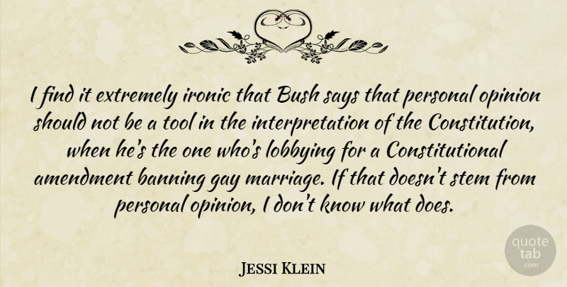 Jessi Klein Quote About Amendment, Banning, Bush, Extremely, Ironic: I Find It Extremely Ironic...