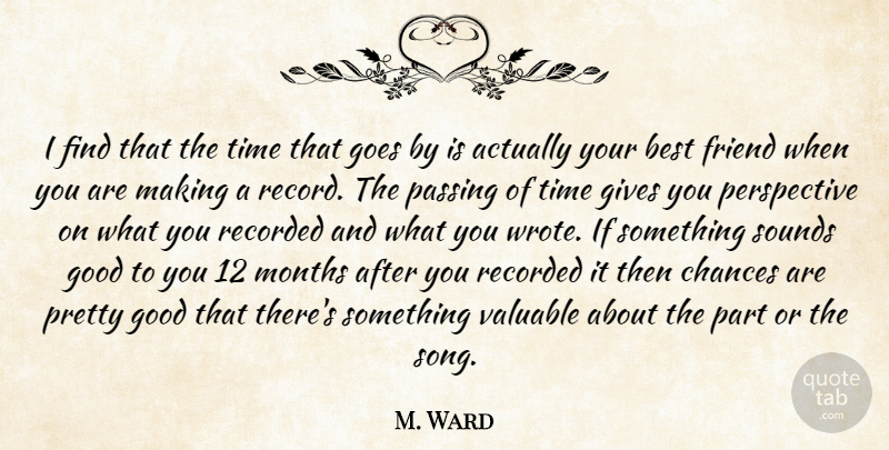 M. Ward Quote About Song, Giving, Perspective: I Find That The Time...
