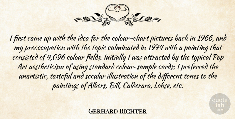 Gerhard Richter Quote About Art, Illustration, Ideas: I First Came Up With...