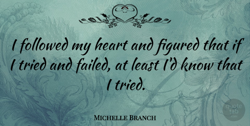 Michelle Branch Quote About American Musician, Figured, Followed, Heart: I Followed My Heart And...