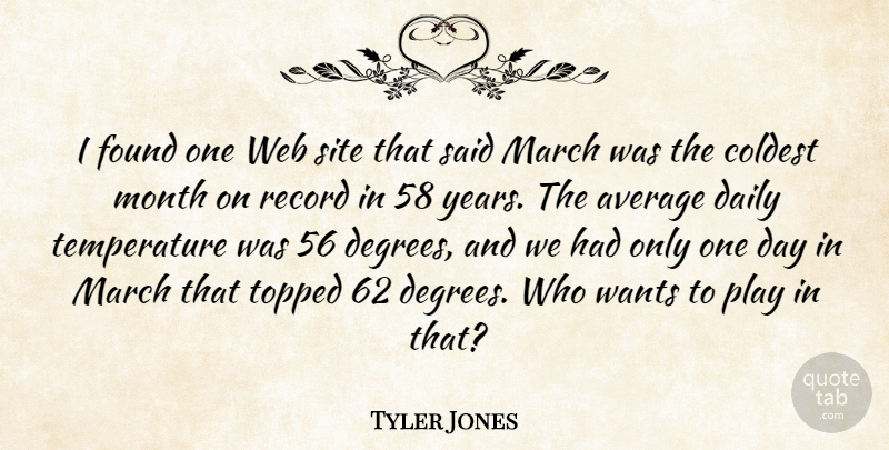 Tyler Jones Quote About Average, Daily, Found, March, Month: I Found One Web Site...