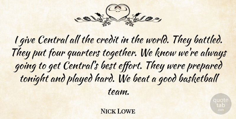 Nick Lowe Quote About Basketball, Beat, Best, Central, Credit: I Give Central All The...