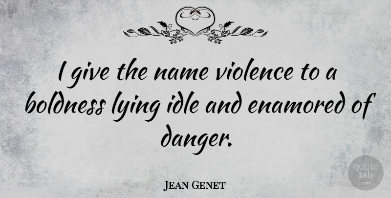 Jean Genet Quote About Lying, Names, Giving: I Give The Name Violence...