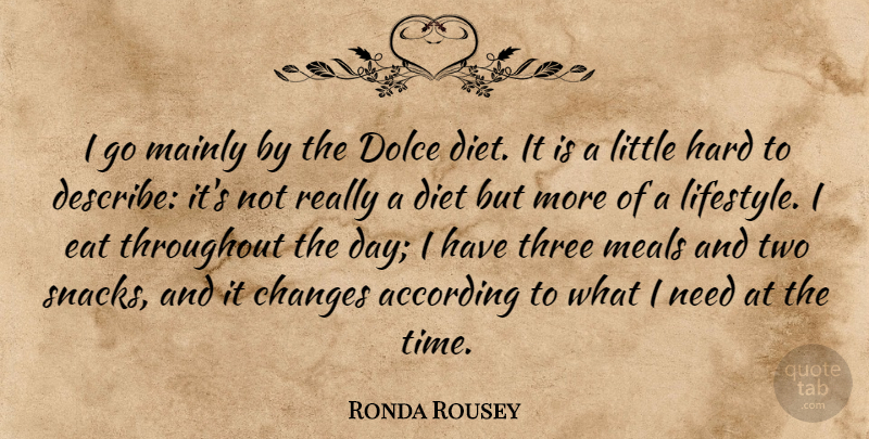 Ronda Rousey Quote About According, Changes, Diet, Eat, Hard: I Go Mainly By The...