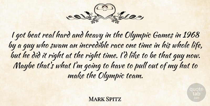 Mark Spitz Quote About Real, Team, Games: I Got Beat Real Hard...