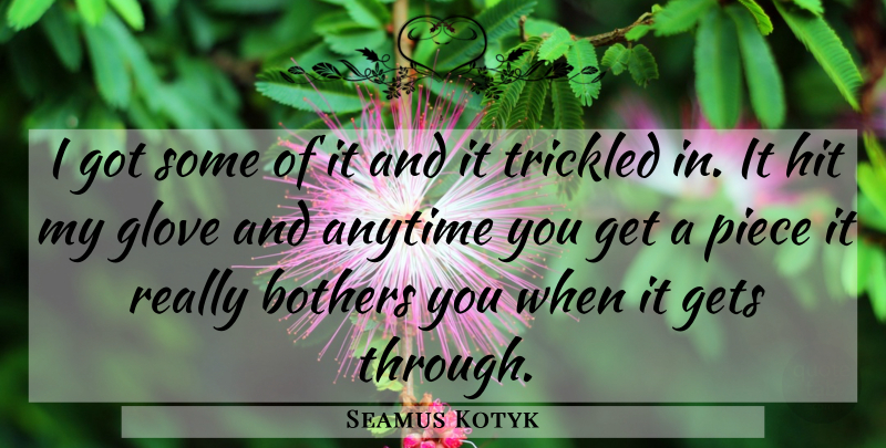 Seamus Kotyk Quote About Anytime, Bothers, Gets, Hit, Piece: I Got Some Of It...