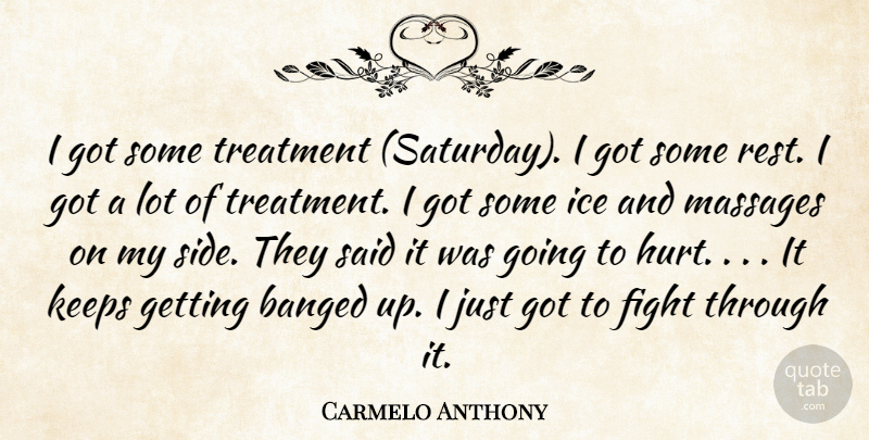 Carmelo Anthony Quote About Fight, Ice, Keeps, Rest, Treatment: I Got Some Treatment Saturday...