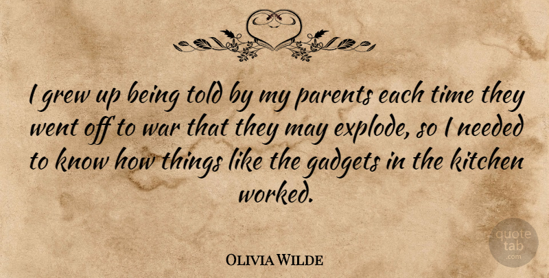Olivia Wilde Quote About Gadgets, Grew, Kitchen, Needed, Time: I Grew Up Being Told...