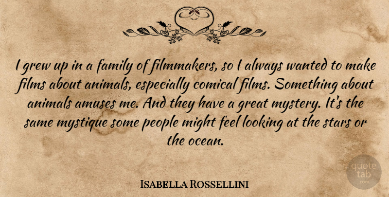 Isabella Rossellini Quote About Animals, Family, Films, Great, Grew: I Grew Up In A...