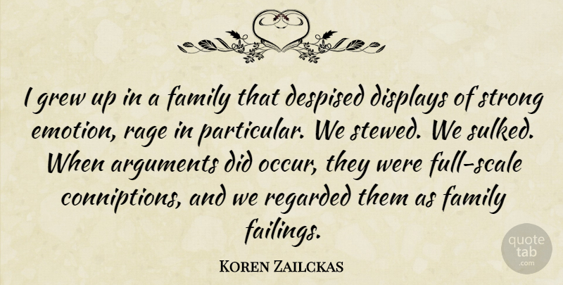 Koren Zailckas Quote About Strong, Emotion, Argument: I Grew Up In A...