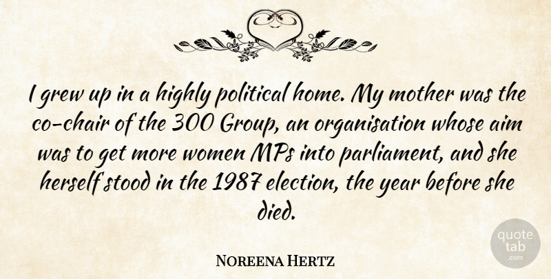 Noreena Hertz Quote About Aim, Grew, Herself, Highly, Home: I Grew Up In A...