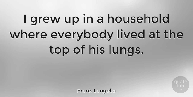 Frank Langella Quote About Home, Grew, Household: I Grew Up In A...