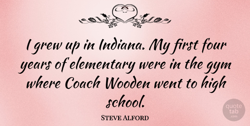 Steve Alford Quote About Elementary, Four, Grew, High: I Grew Up In Indiana...