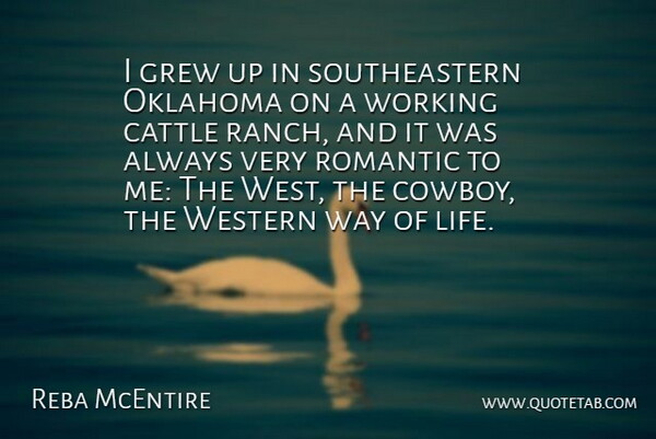 Reba McEntire Quote About Cowboy, Oklahoma, Way: I Grew Up In Southeastern...