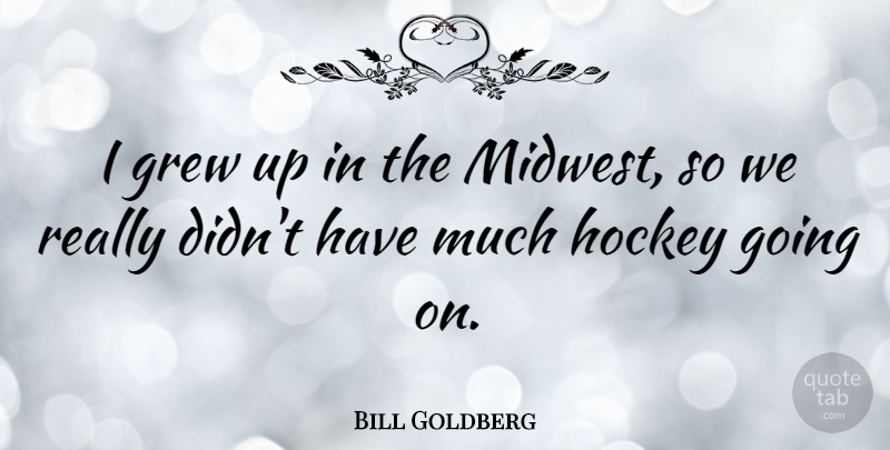 Bill Goldberg Quote About Hockey, Midwest, Grew: I Grew Up In The...