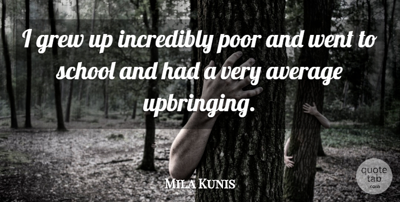 Mila Kunis Quote About School, Average, Poor: I Grew Up Incredibly Poor...