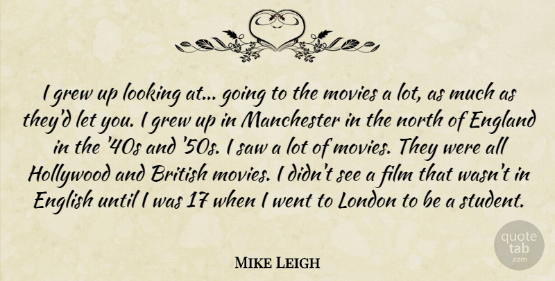 Mike Leigh Quote About Hollywood, London, Saws: I Grew Up Looking At...