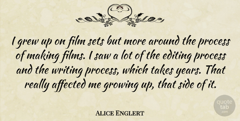 Alice Englert Quote About Growing Up, Writing, Editing: I Grew Up On Film...