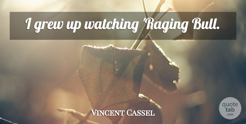 Vincent Cassel Quote About Bulls, Raging Bull, Rage: I Grew Up Watching Raging...