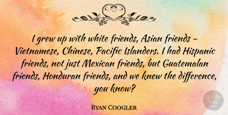 Ryan Coogler Quote About Asian, Grew, Hispanic, Knew, Pacific: I Grew Up With White...