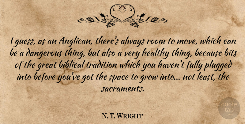 N. T. Wright Quote About Moving, Biblical, Space: I Guess As An Anglican...