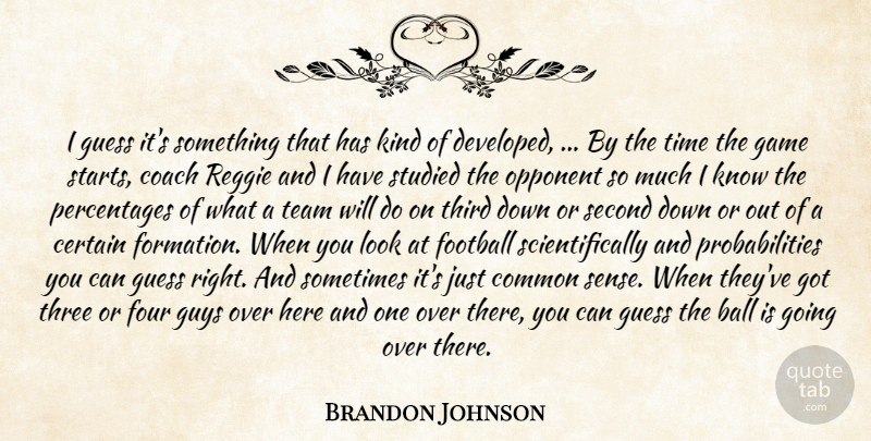 Brandon Johnson Quote About Certain, Coach, Common, Common Sense, Football: I Guess Its Something That...